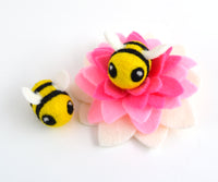 Bees + Flower Needle Felting DIY Kit. Makes 2 Bees + 1 Flower