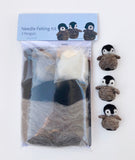 Penguin Needle Felting DIY Kit. Makes 3